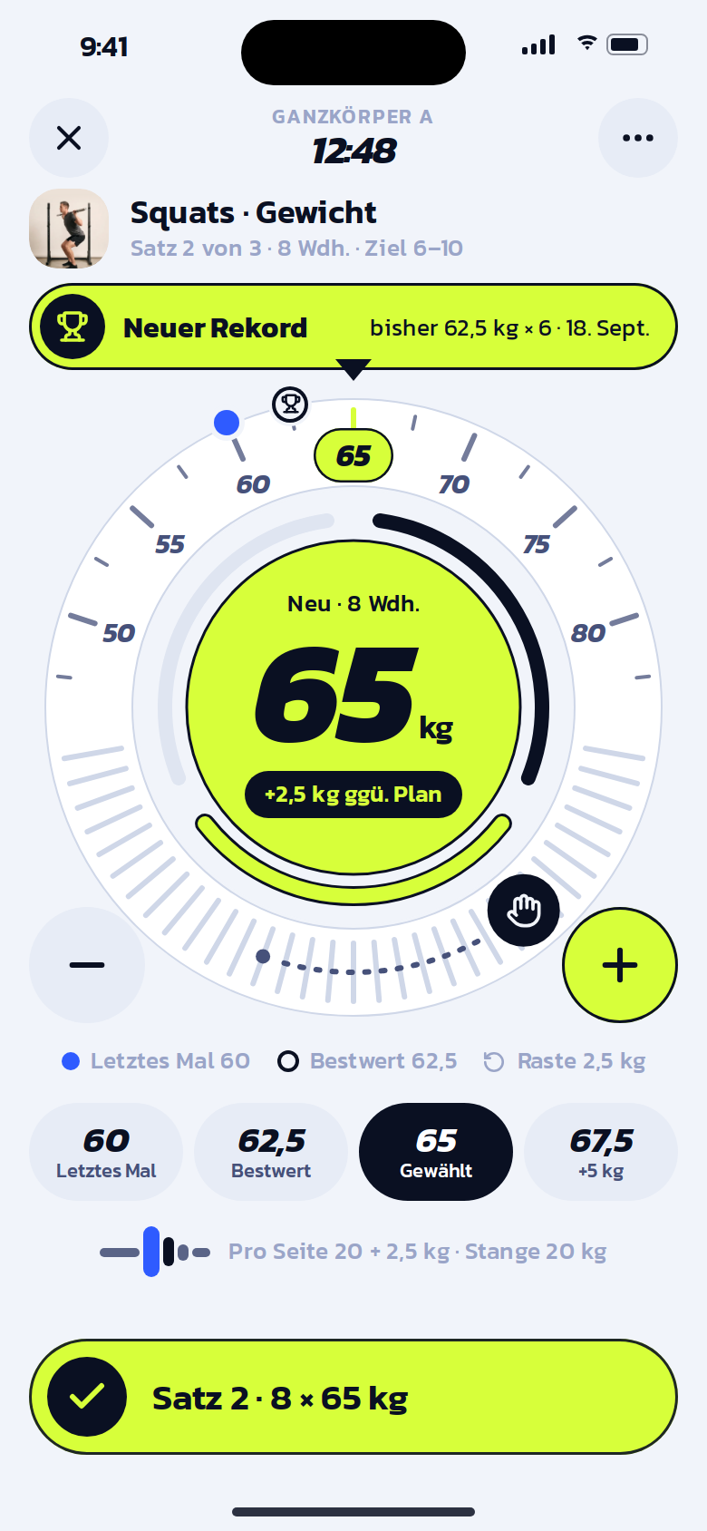 Setting the weight on a dial